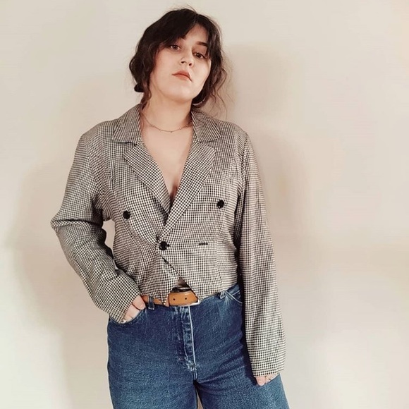 B&W Cropped Vintage Blazer - Picture 1 of 6